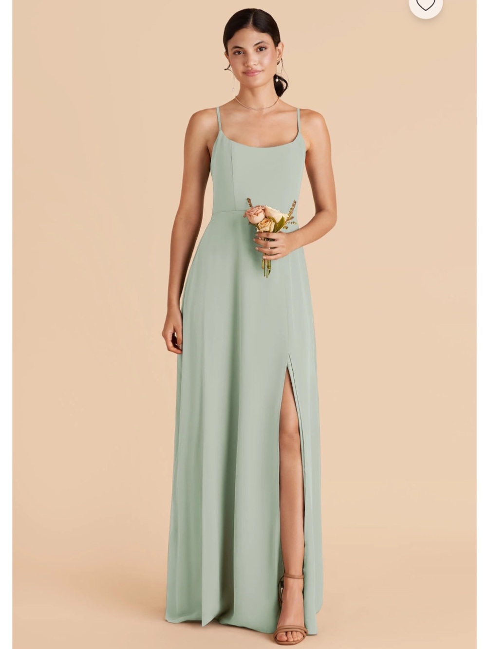 Birdy Grey Amy Chiffon Long Maxi Dress Sage Mint Pastel Green Slit Size Small